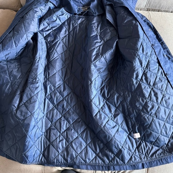 Women’s Waxed Canvas Barn Jacket raincoat hooded zip up navy blue sz S fisherman - Picture 12 of 17